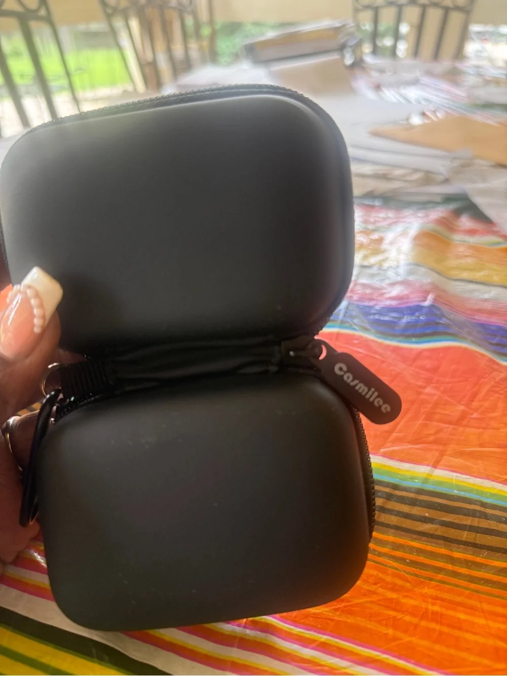 Compact Black Hard Shell Carrying Case with Carabiner